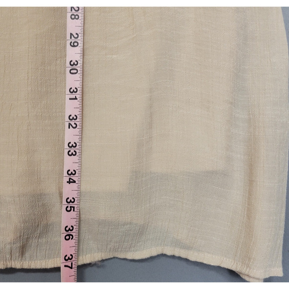 Indigo Rose Boho Top Womens 2X Beige Overlay Lace V-Neck 3/4 Split Sleeve Tunic - Picture 8 of 12